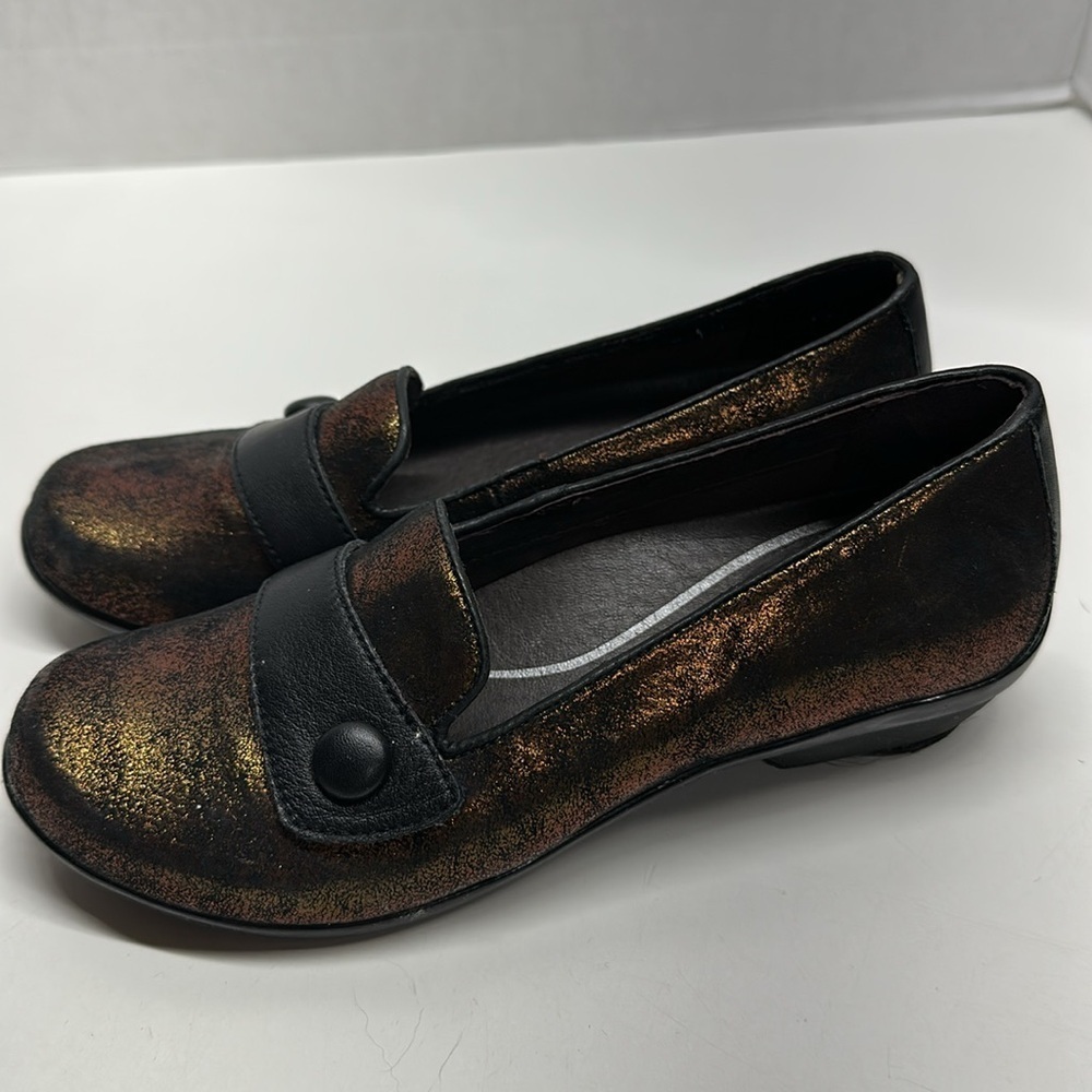 Dansko Olena Shoes Flats Slip On Orthopedic Metallic Bronze Black Size 36 Us 6